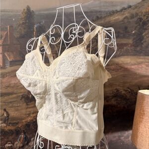 Cream Lace Longline Bra Top - Brand Unknown
